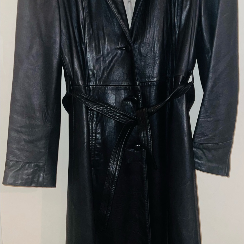 Vintage Remy Black Sheepskin Leather Trench Coat